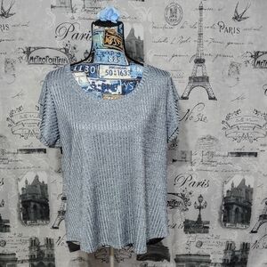 Worthington Shimmering Gray Short Sleeve Top